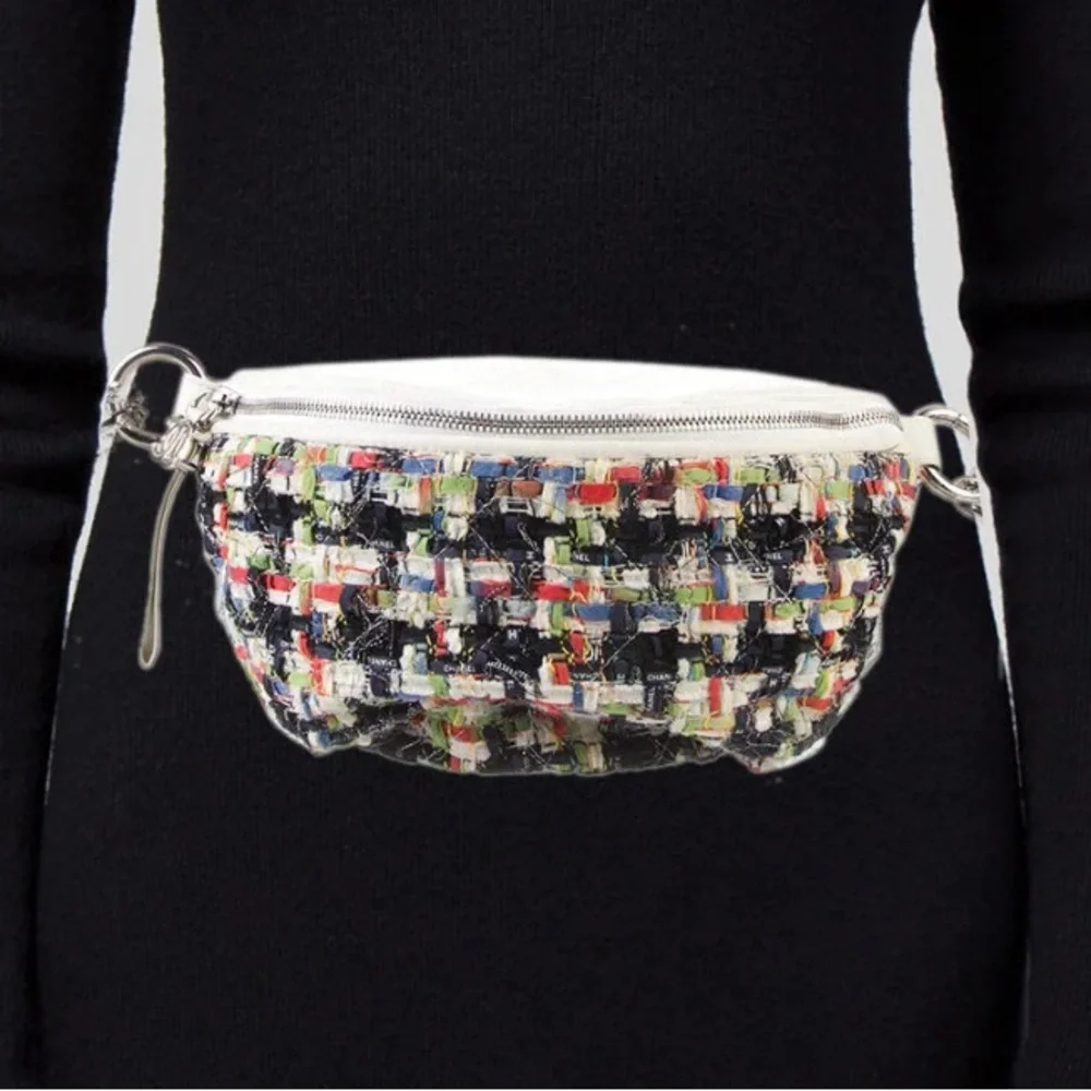 CHANEL Colorful Chain Crossbody Bag white tweed - Picture 10 of 11